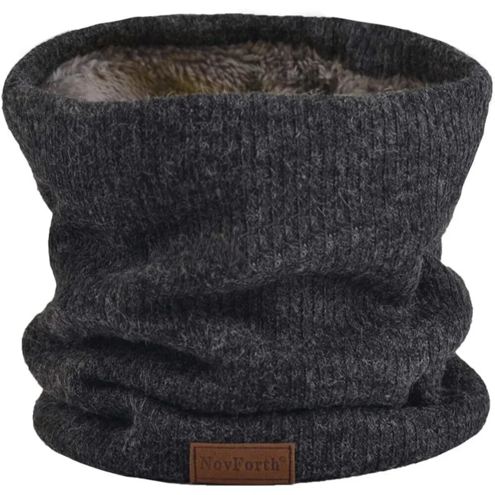 Men's Dark Grey Winter Ski Neck Gaiter Face Scarf Fleece Lined Windproof Scarves